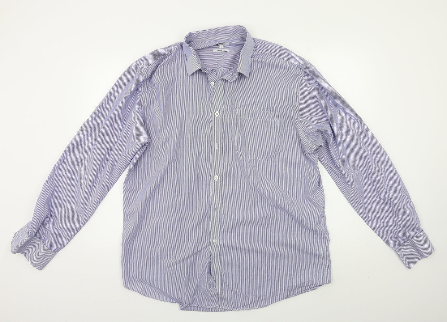 F&F Mens Blue Striped   Dress Shirt Size 17