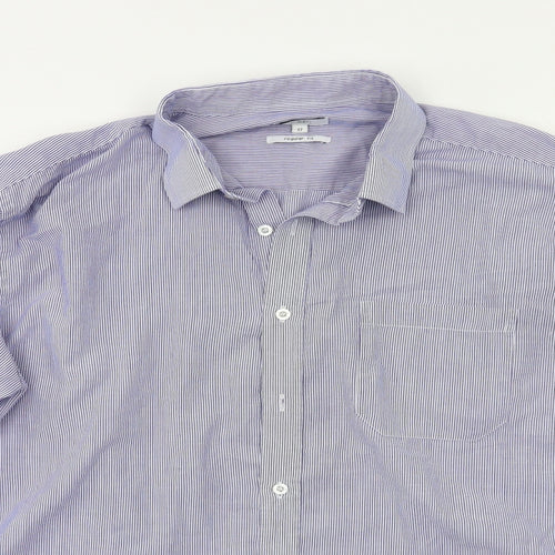 F&F Mens Blue Striped   Dress Shirt Size 17