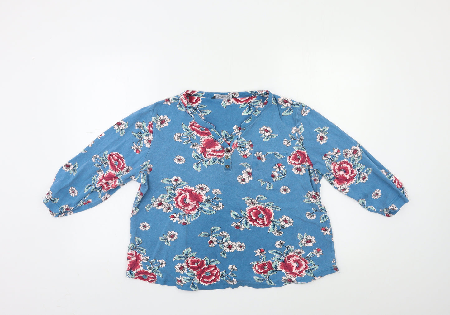 Bonmarché Womens Blue Floral  Basic Blouse Size 16