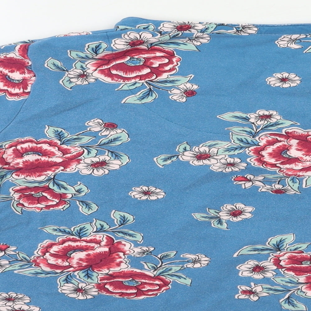 Bonmarché Womens Blue Floral  Basic Blouse Size 16