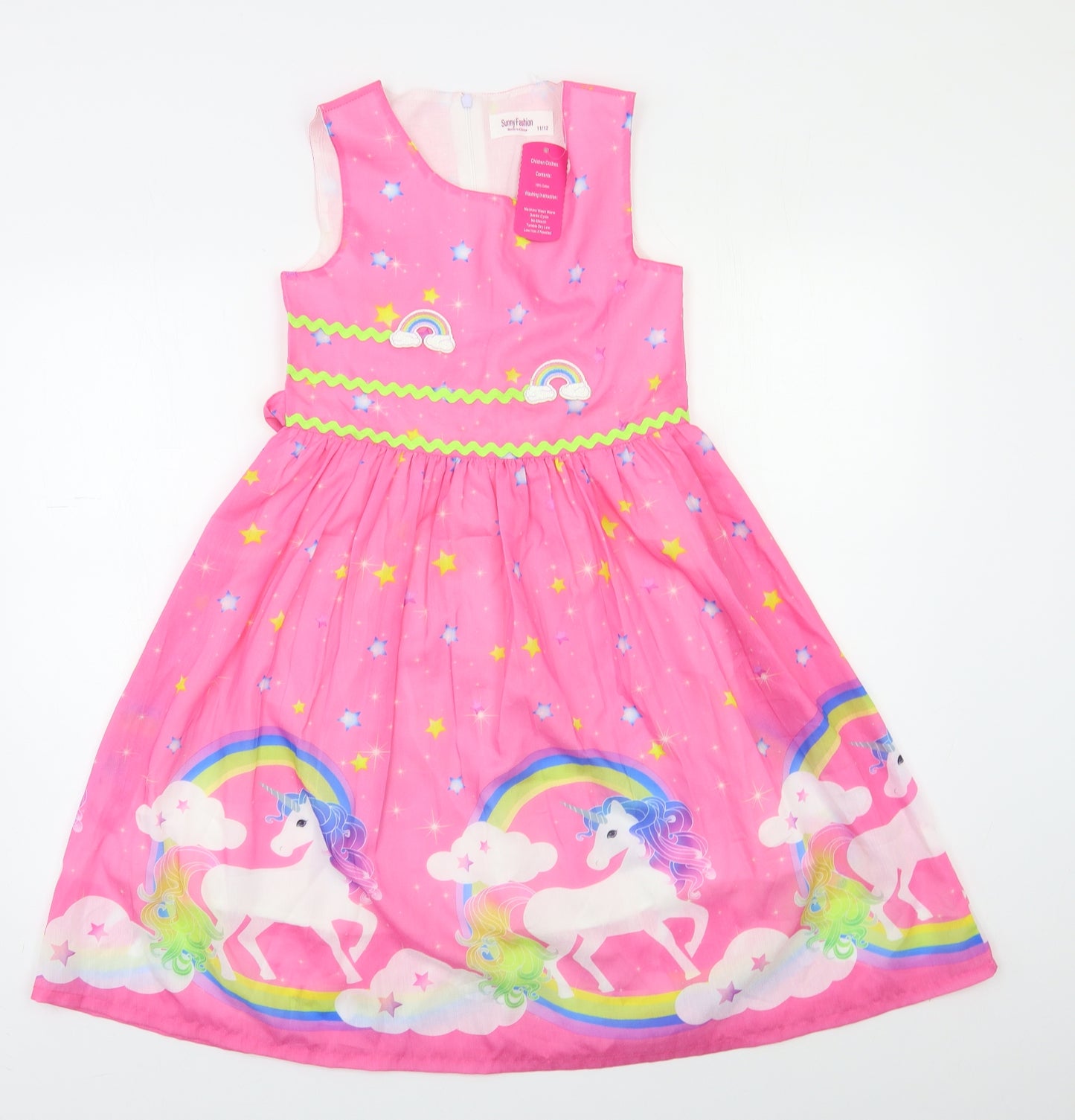 Sunny Fashion Girls Pink   Fit & Flare  Size 11 Years  - Unicorns