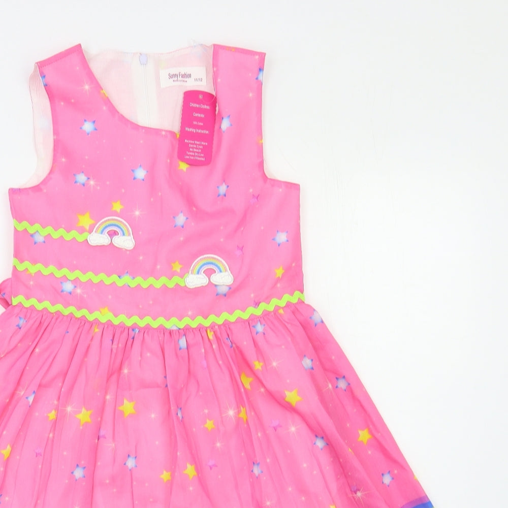 Sunny Fashion Girls Pink   Fit & Flare  Size 11 Years  - Unicorns