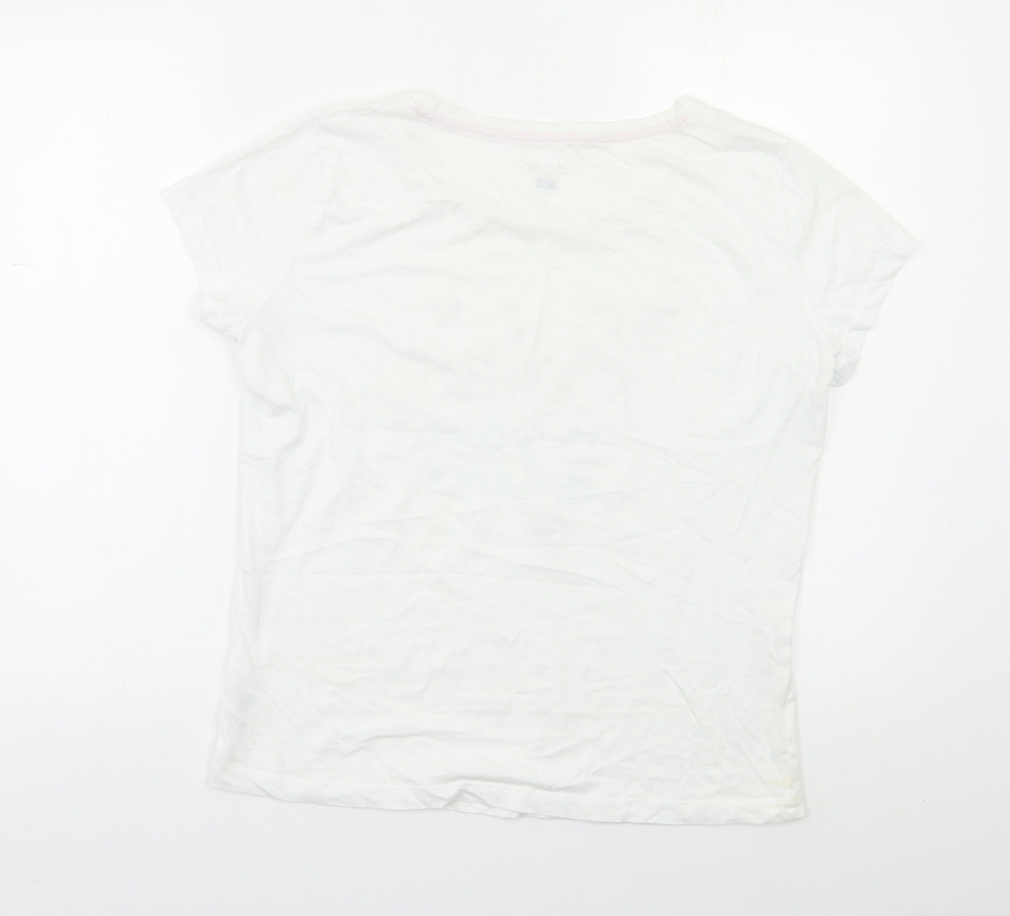 F&F Womens White Solid  Top Pyjama Top Size 8