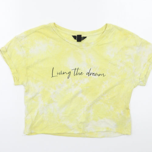 New Look Girls Yellow Batik  Basic T-Shirt Size 10 Years