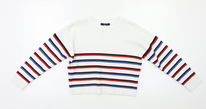 New Look Girls White Striped  Pullover Jumper Size 9 Years
