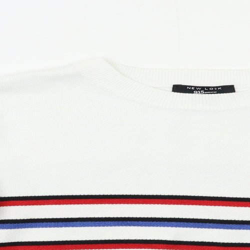 New Look Girls White Striped  Pullover Jumper Size 9 Years