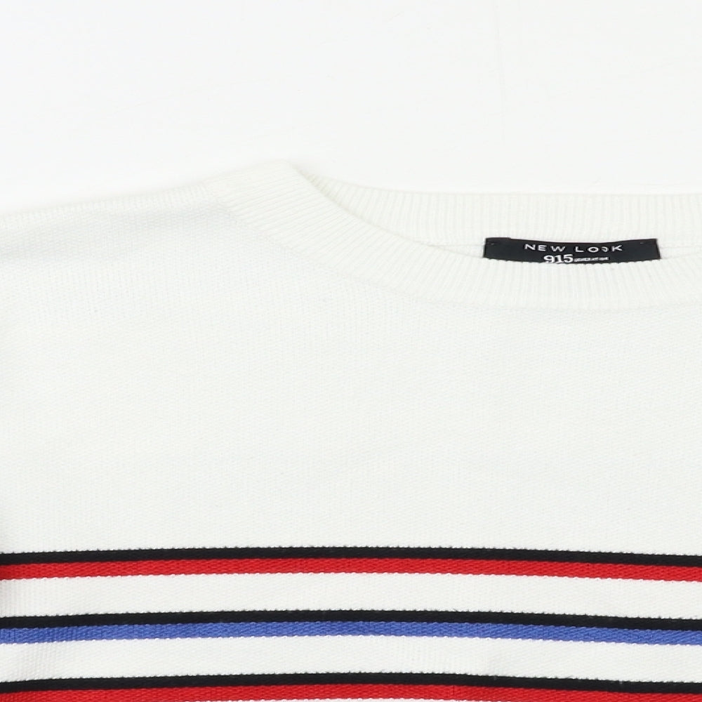 New Look Girls White Striped  Pullover Jumper Size 9 Years