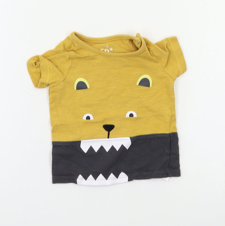 F&F Baby Yellow   Basic T-Shirt Size 0-3 Months  - Monster