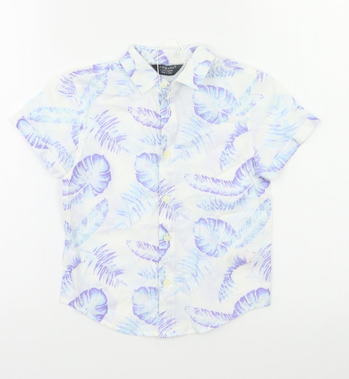 Primark Boys White Floral  Basic Button-Up Size 2-3 Years