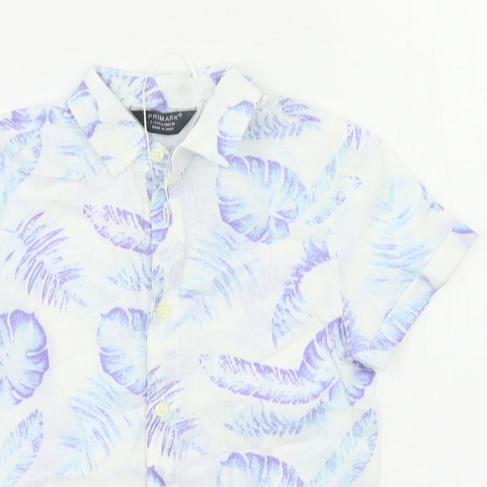 Primark Boys White Floral  Basic Button-Up Size 2-3 Years