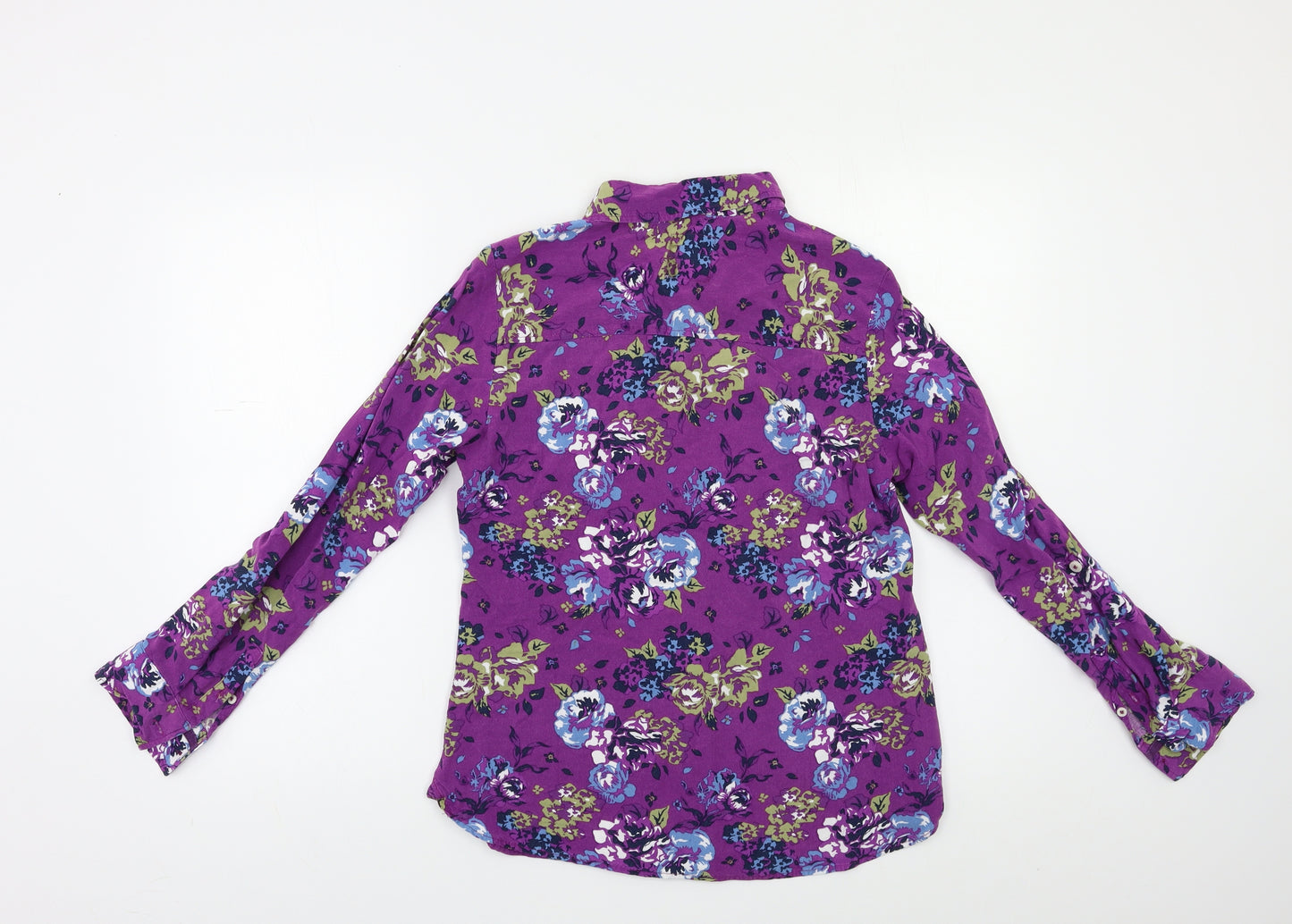 Country Rose Womens Purple Floral  Basic Button-Up Size S
