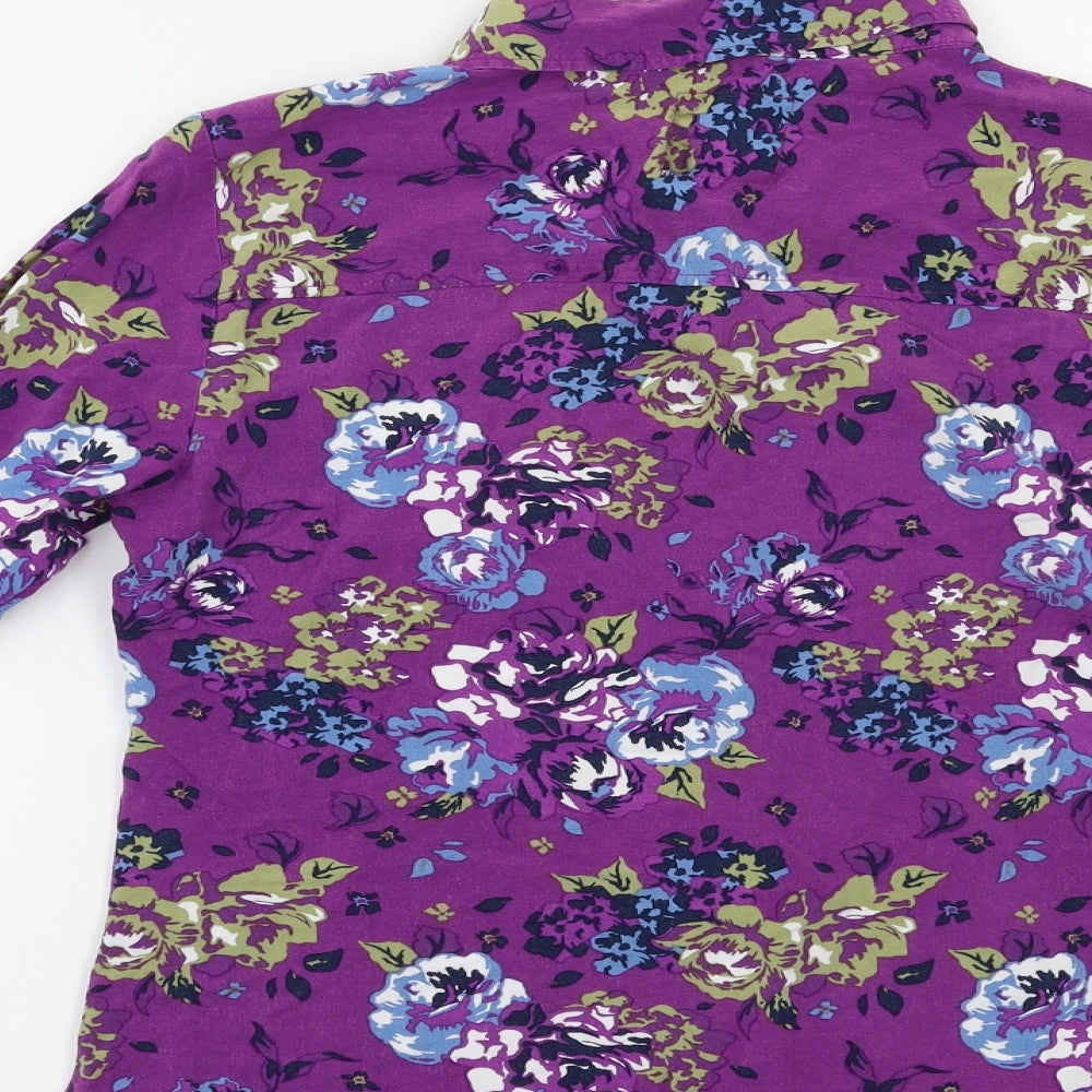 Country Rose Womens Purple Floral  Basic Button-Up Size S