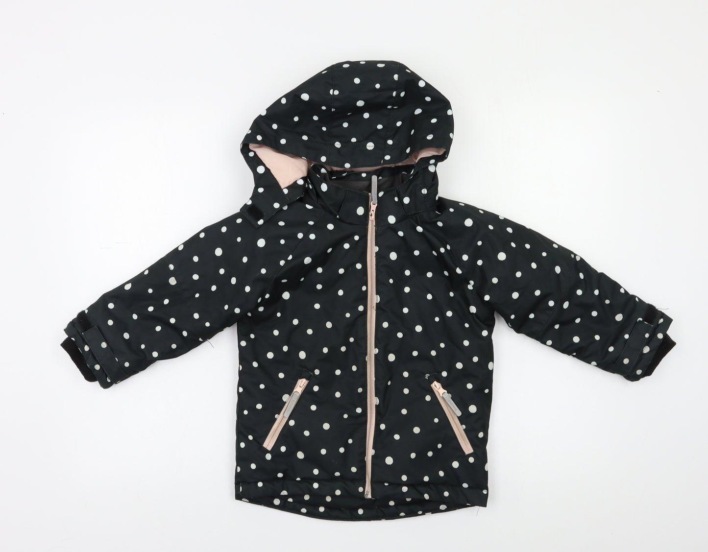 H&M Girls Black Polka Dot  Puffer Jacket Jacket Size 2-3 Years