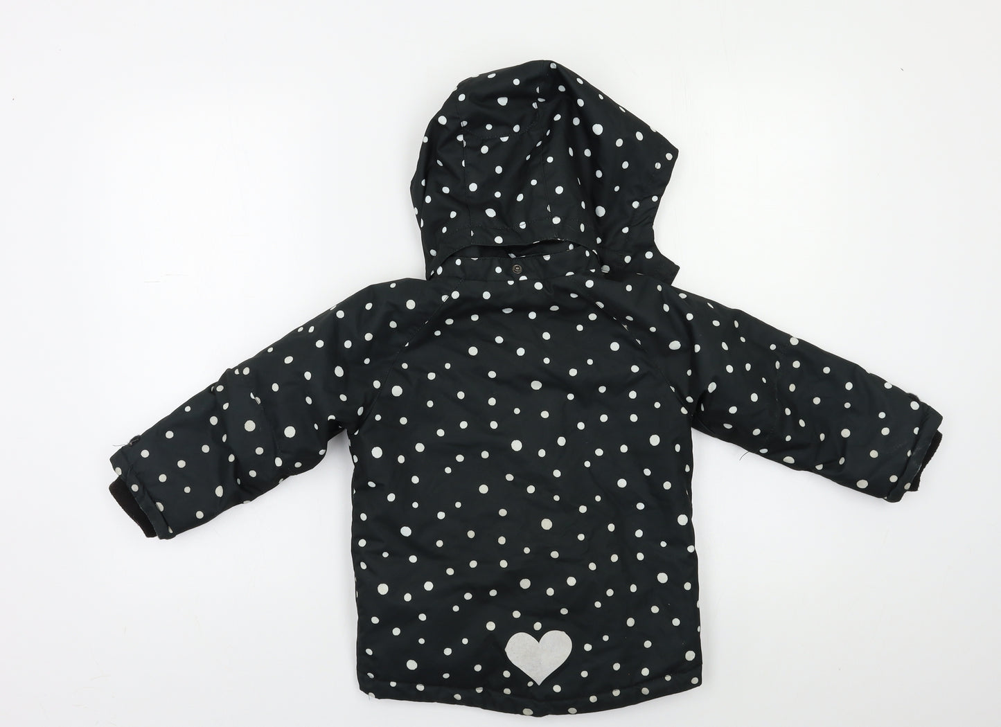 H&M Girls Black Polka Dot  Puffer Jacket Jacket Size 2-3 Years