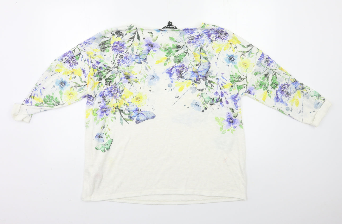 Bonmarché Womens White Floral  Basic Blouse Size 14