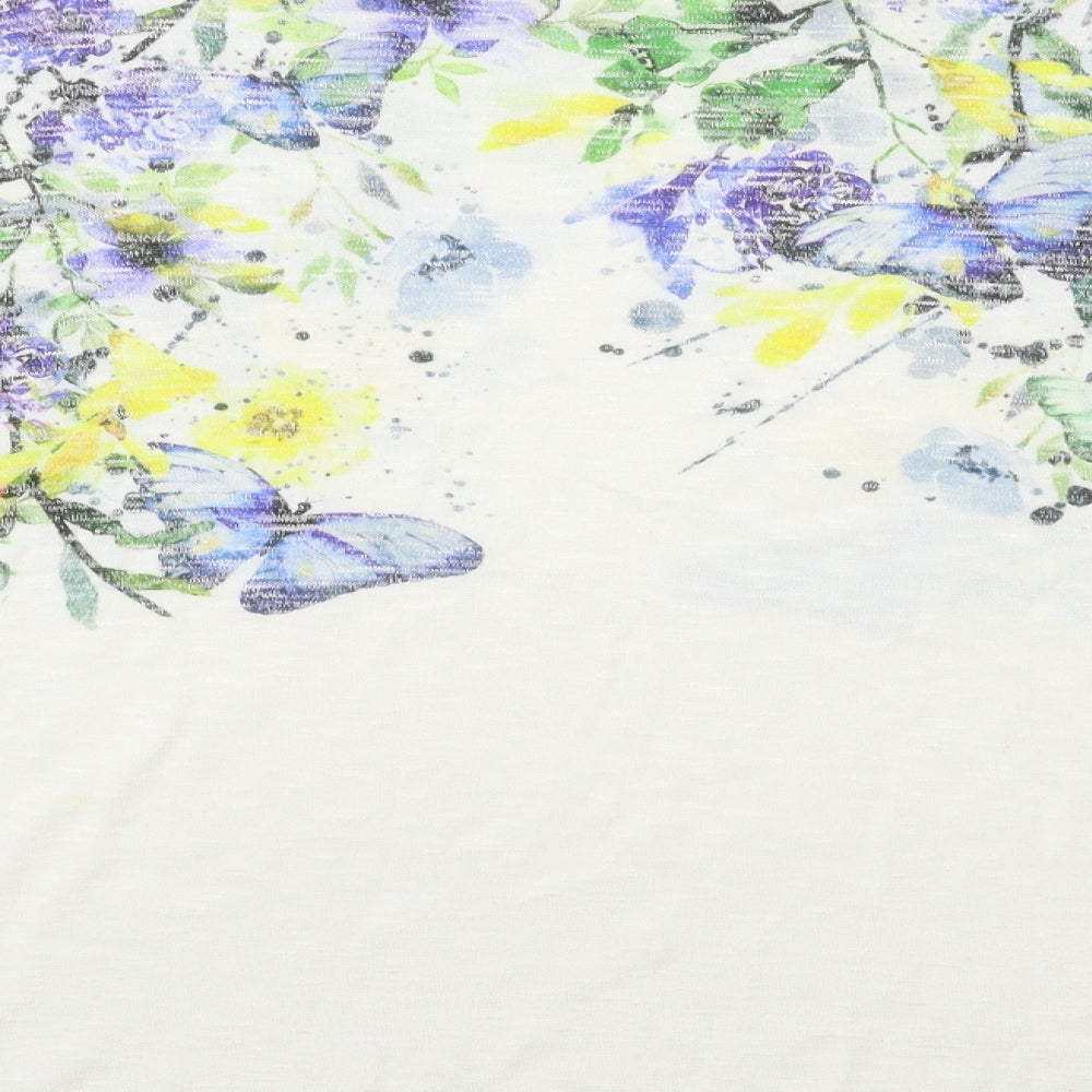 Bonmarché Womens White Floral  Basic Blouse Size 14