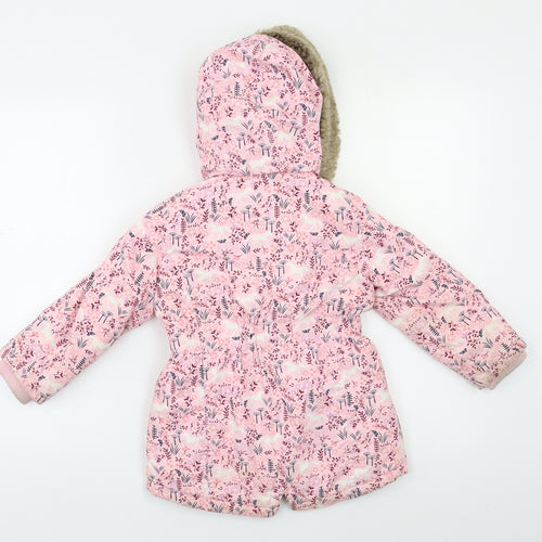 Mantaray Girls Ivory Floral  Puffer Jacket Jacket Size 3-4 Years