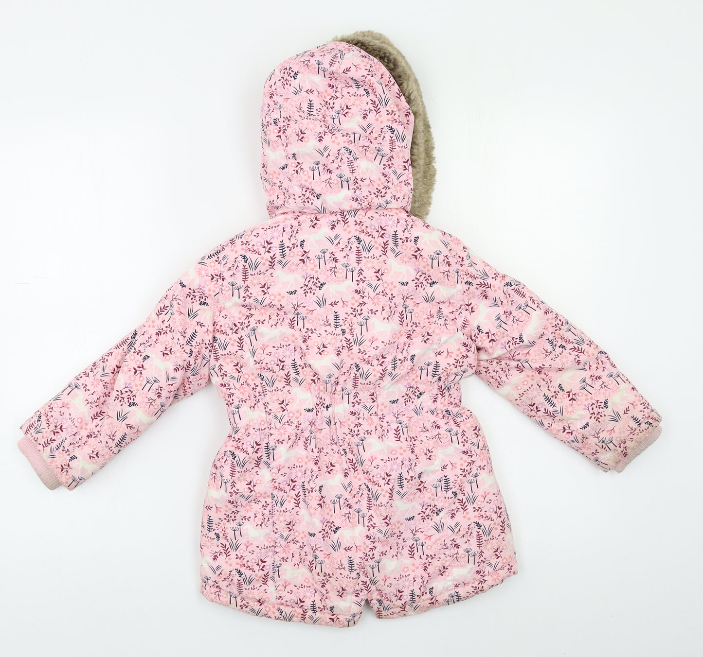 Mantaray Girls Ivory Floral  Puffer Jacket Jacket Size 3-4 Years