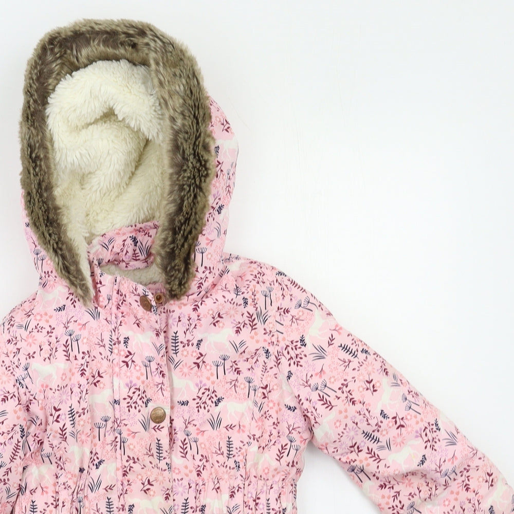 Mantaray Girls Ivory Floral  Puffer Jacket Jacket Size 3-4 Years