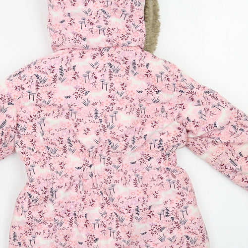 Mantaray Girls Ivory Floral  Puffer Jacket Jacket Size 3-4 Years