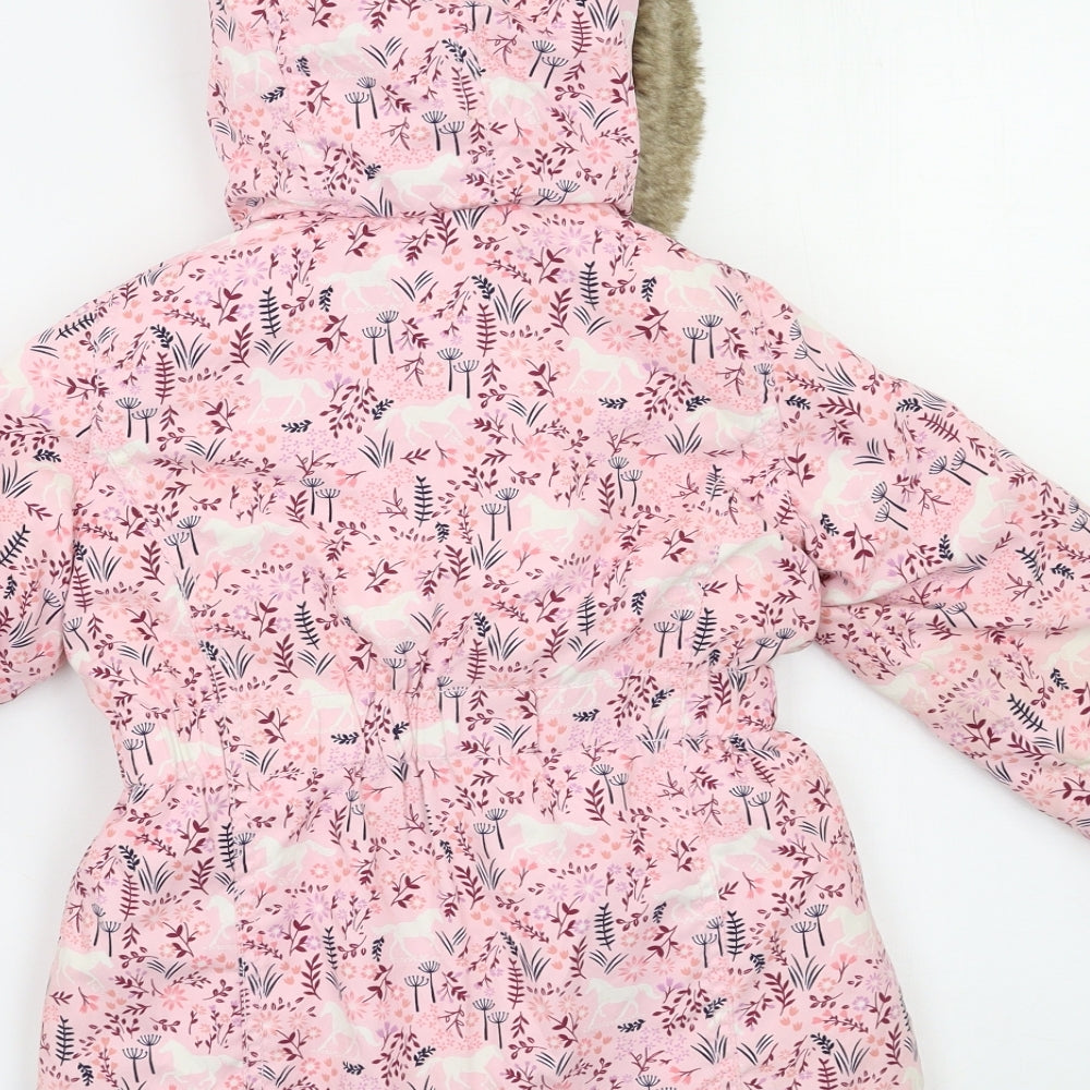 Mantaray Girls Ivory Floral  Puffer Jacket Jacket Size 3-4 Years