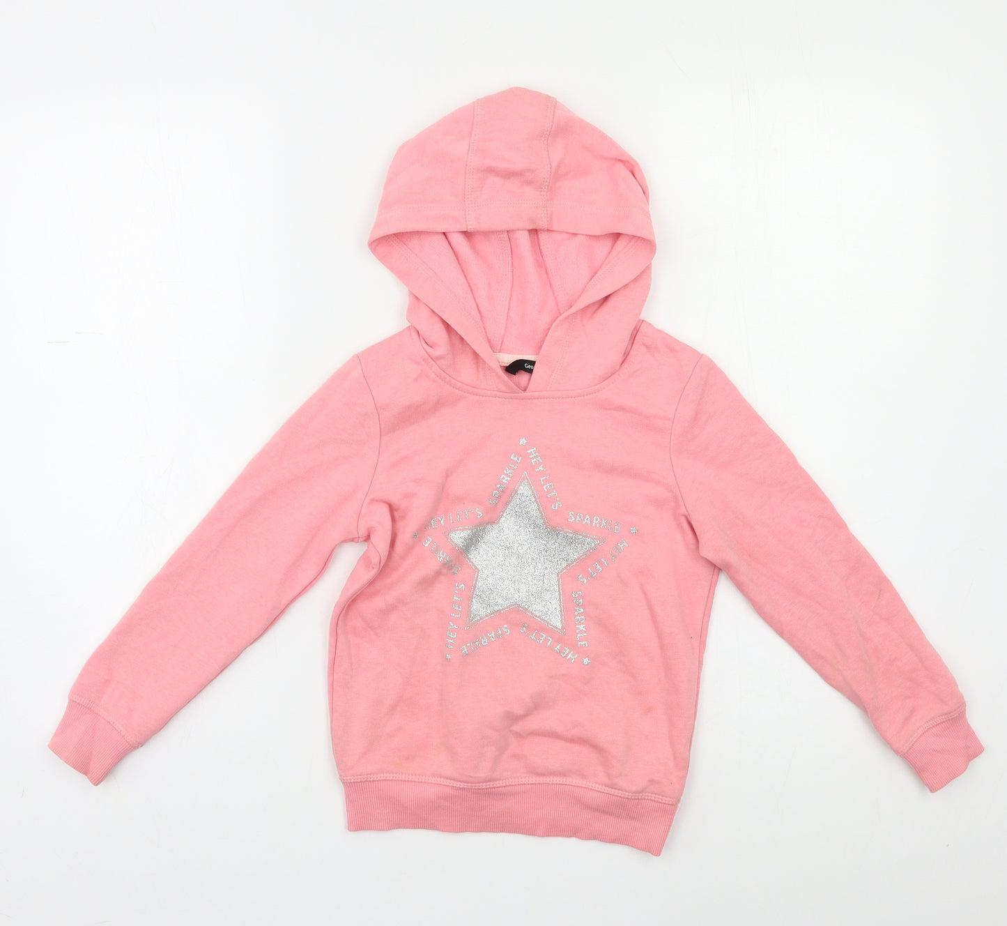 George Girls Pink   Pullover Hoodie Size 4-5 Years  - Star