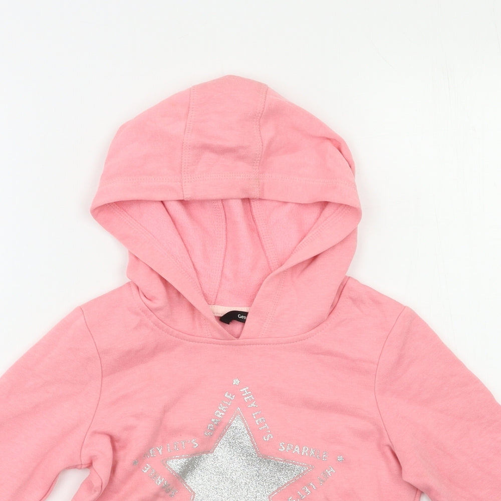 George Girls Pink   Pullover Hoodie Size 4-5 Years  - Star
