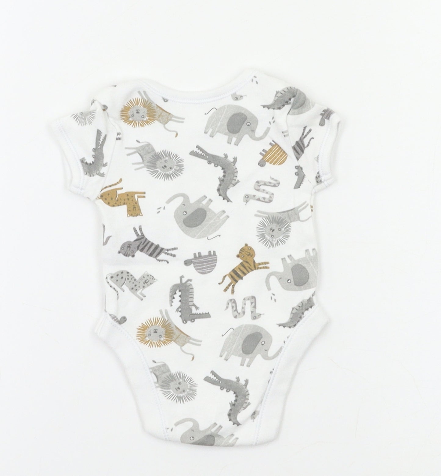 George Baby White Geometric  Romper One-Piece Size 0-3 Months