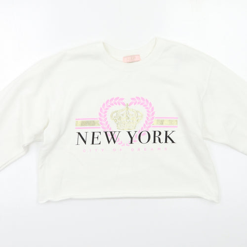 Lipsy Girls White   Pullover Sweatshirt Size 11 Years