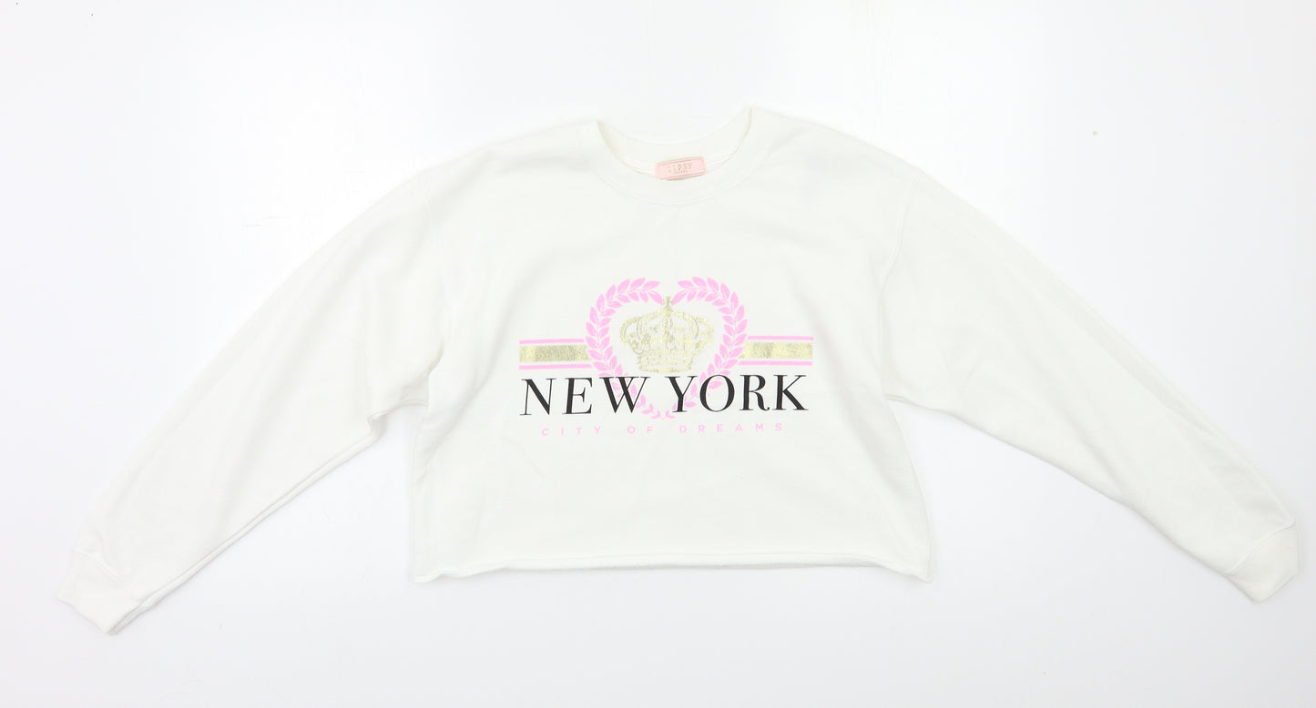 Lipsy Girls White   Pullover Sweatshirt Size 11 Years
