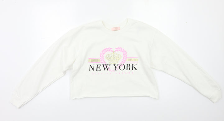 Lipsy Girls White   Pullover Sweatshirt Size 11 Years