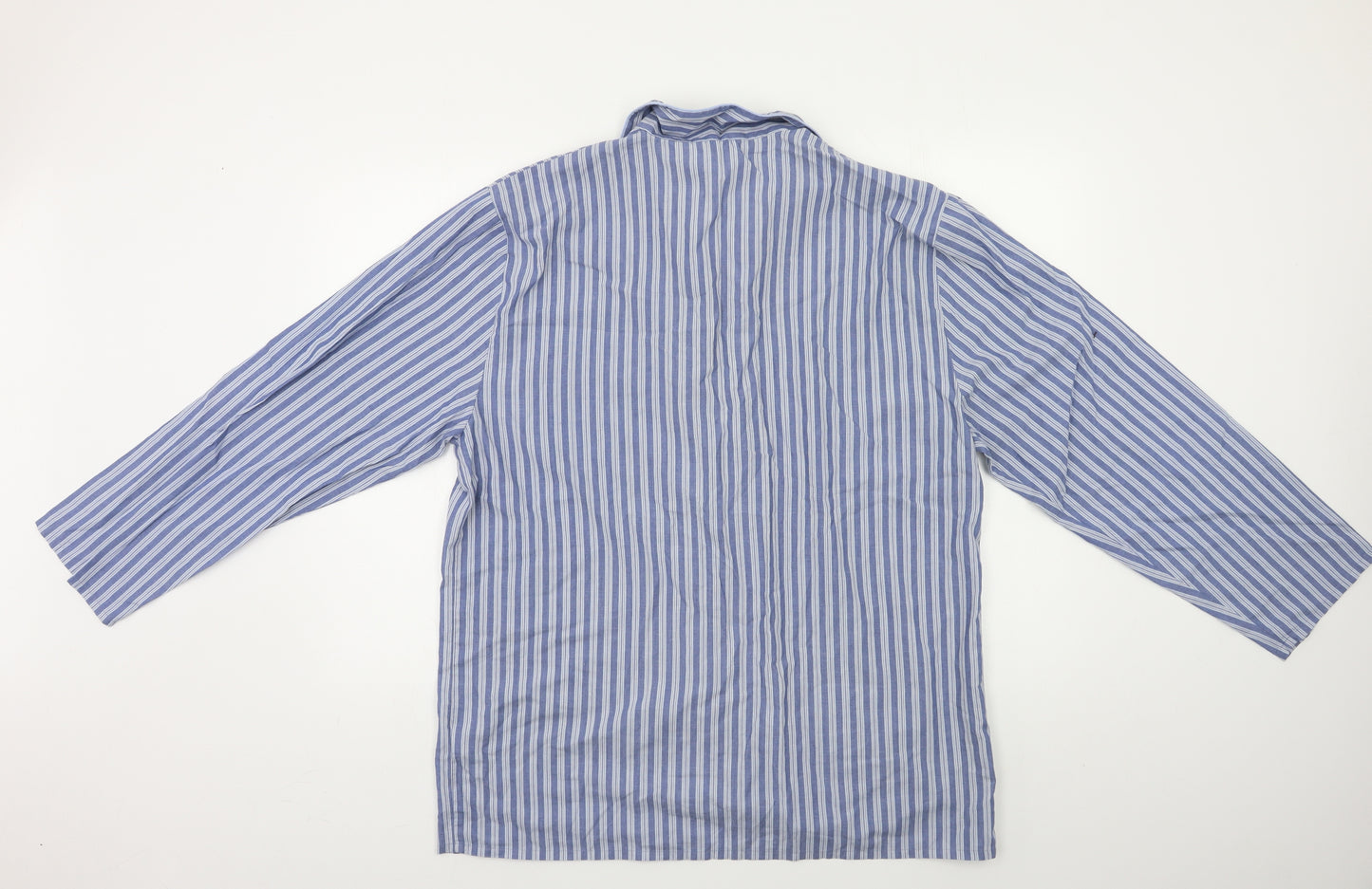 M&s Mens Blue Striped   Pyjama Top Size M