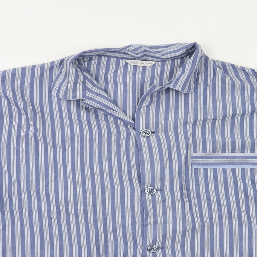 M&s Mens Blue Striped   Pyjama Top Size M