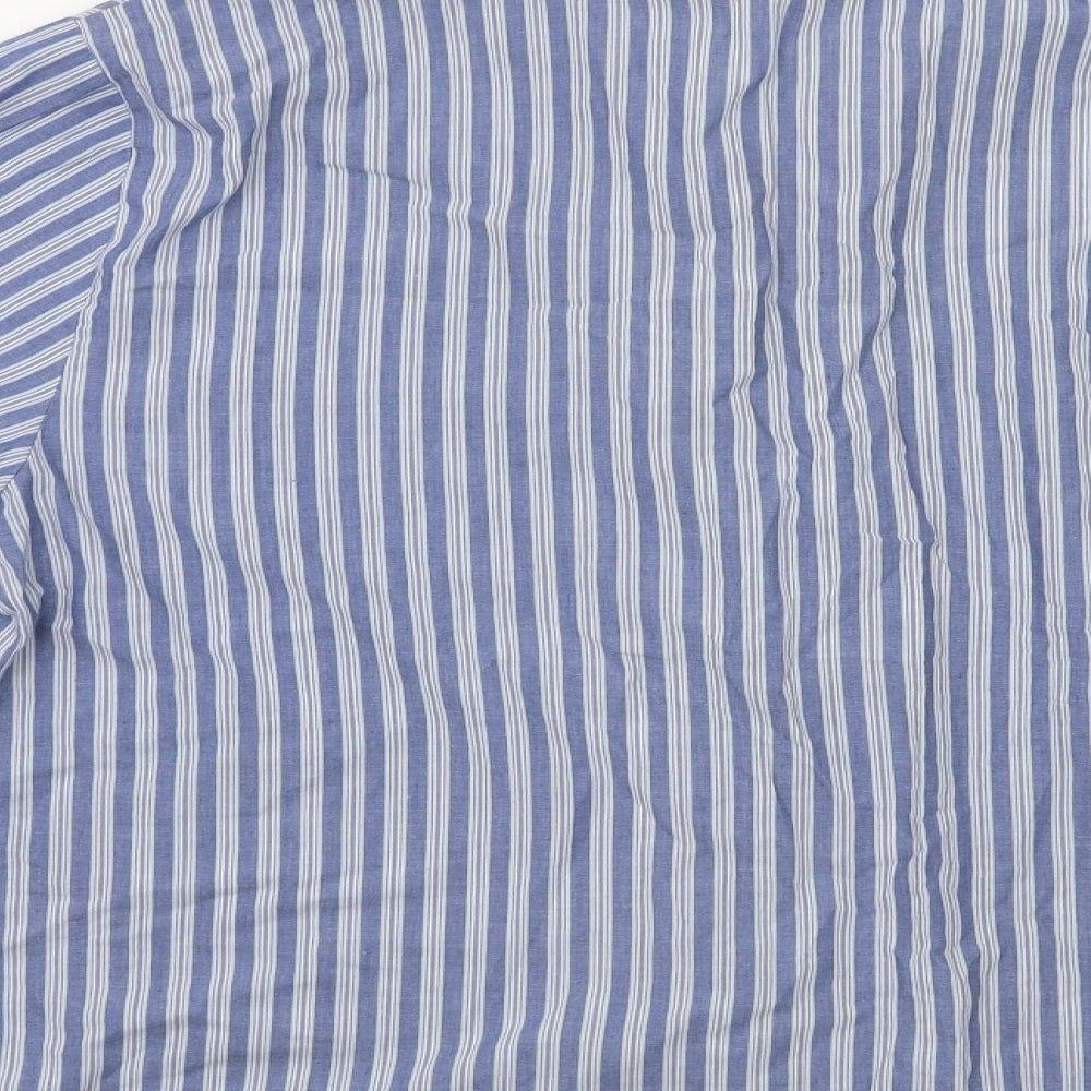 M&s Mens Blue Striped   Pyjama Top Size M