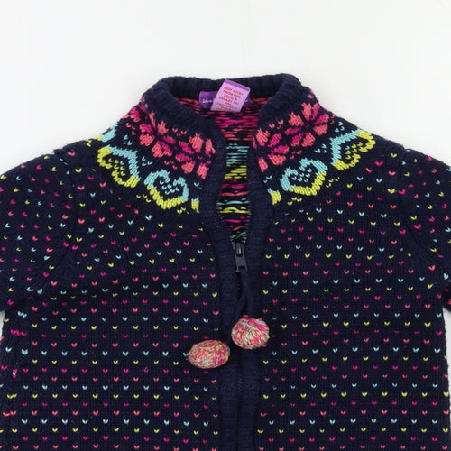 Shrinking Violet Girls Blue Fair Isle  Cardigan Jumper Size 4-5 Years