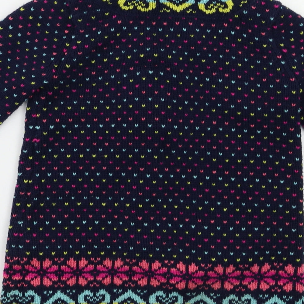 Shrinking Violet Girls Blue Fair Isle  Cardigan Jumper Size 4-5 Years