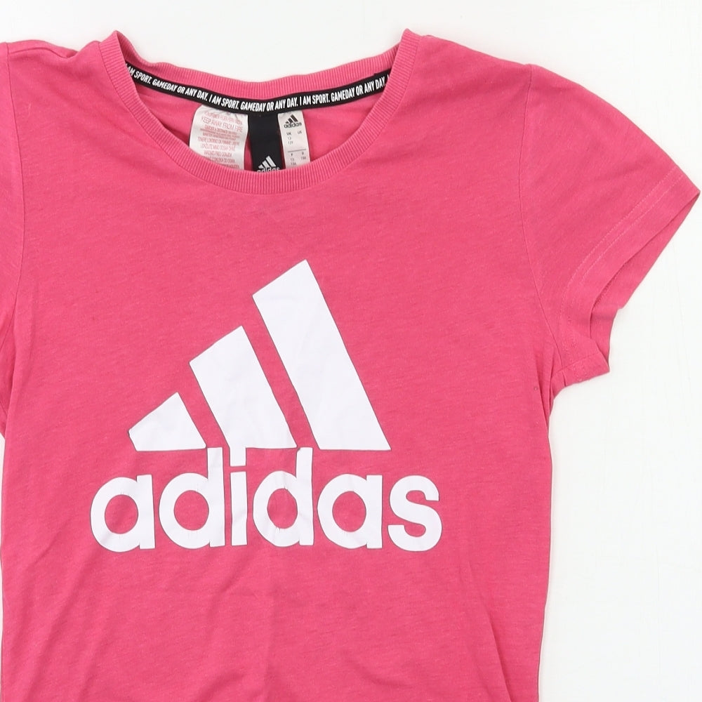 adidas Girls Pink   Basic T-Shirt Size 12 Years