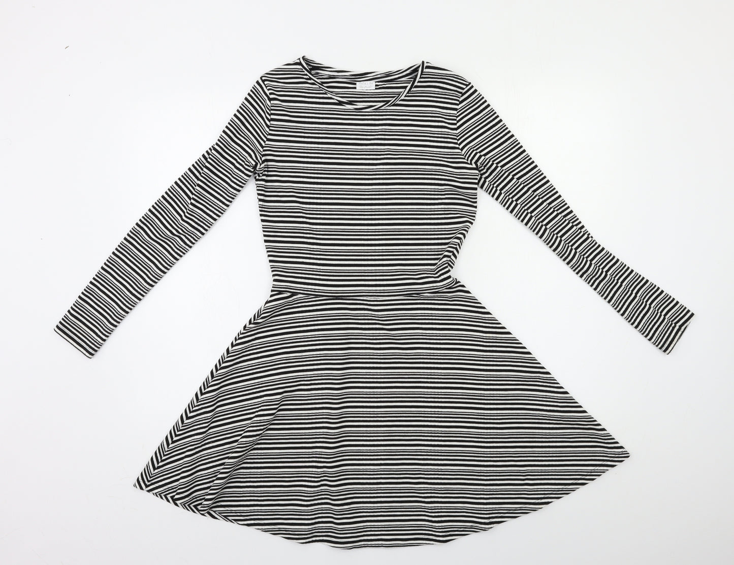 F&F Girls White Striped  Fit & Flare  Size 12 Years