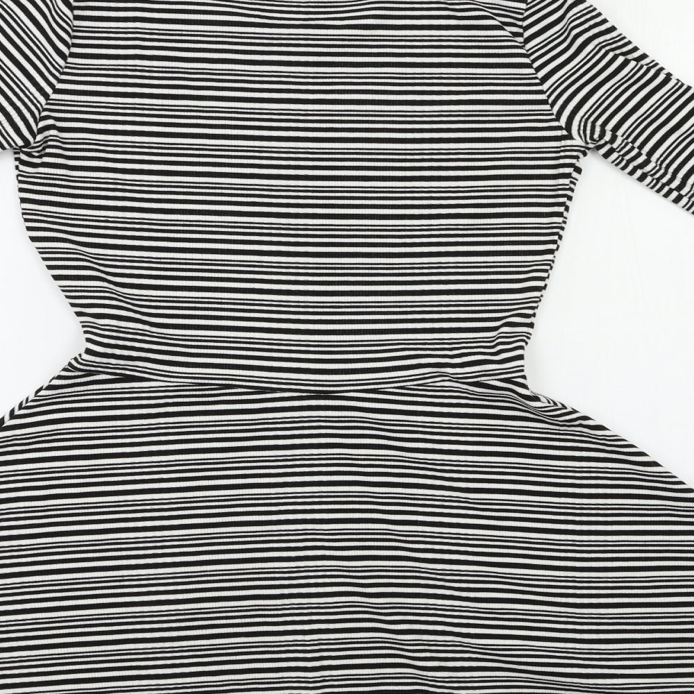 F&F Girls White Striped  Fit & Flare  Size 12 Years