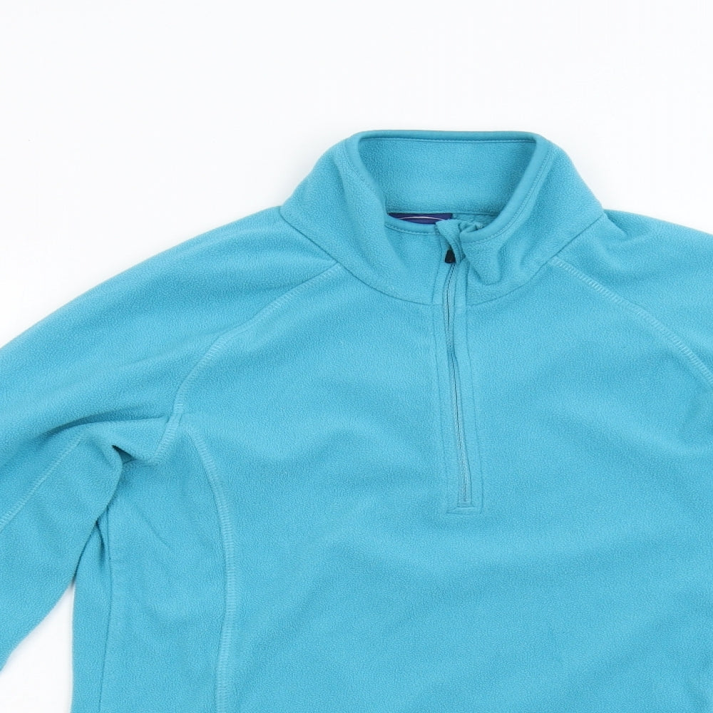Blue Mountain Womens Blue  Fleece Henley Jumper Size S