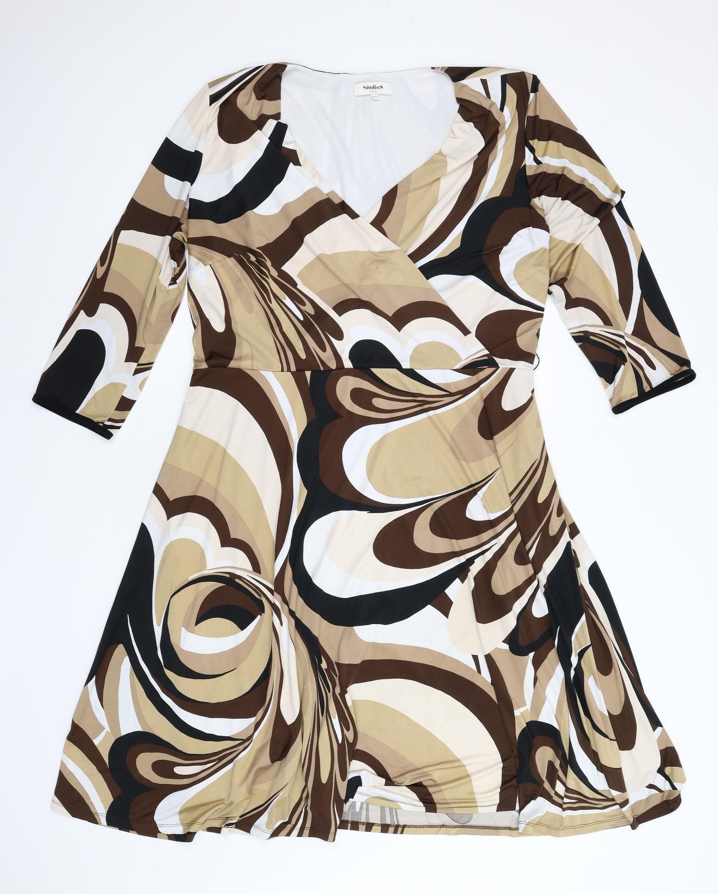 Studio 8 Womens Brown Geometric  Fit & Flare  Size 22