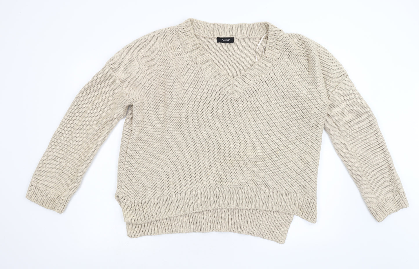 M&S Womens Beige  Knit Pullover Jumper Size 16