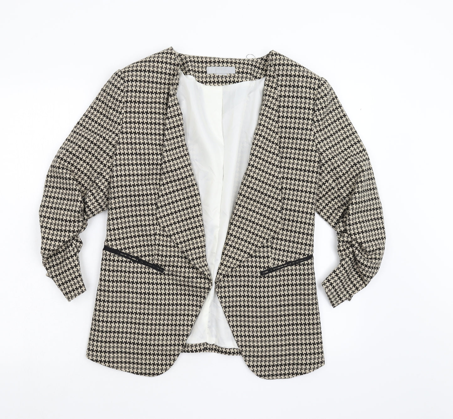 H&M Womens Brown Geometric  Jacket Blazer Size 10