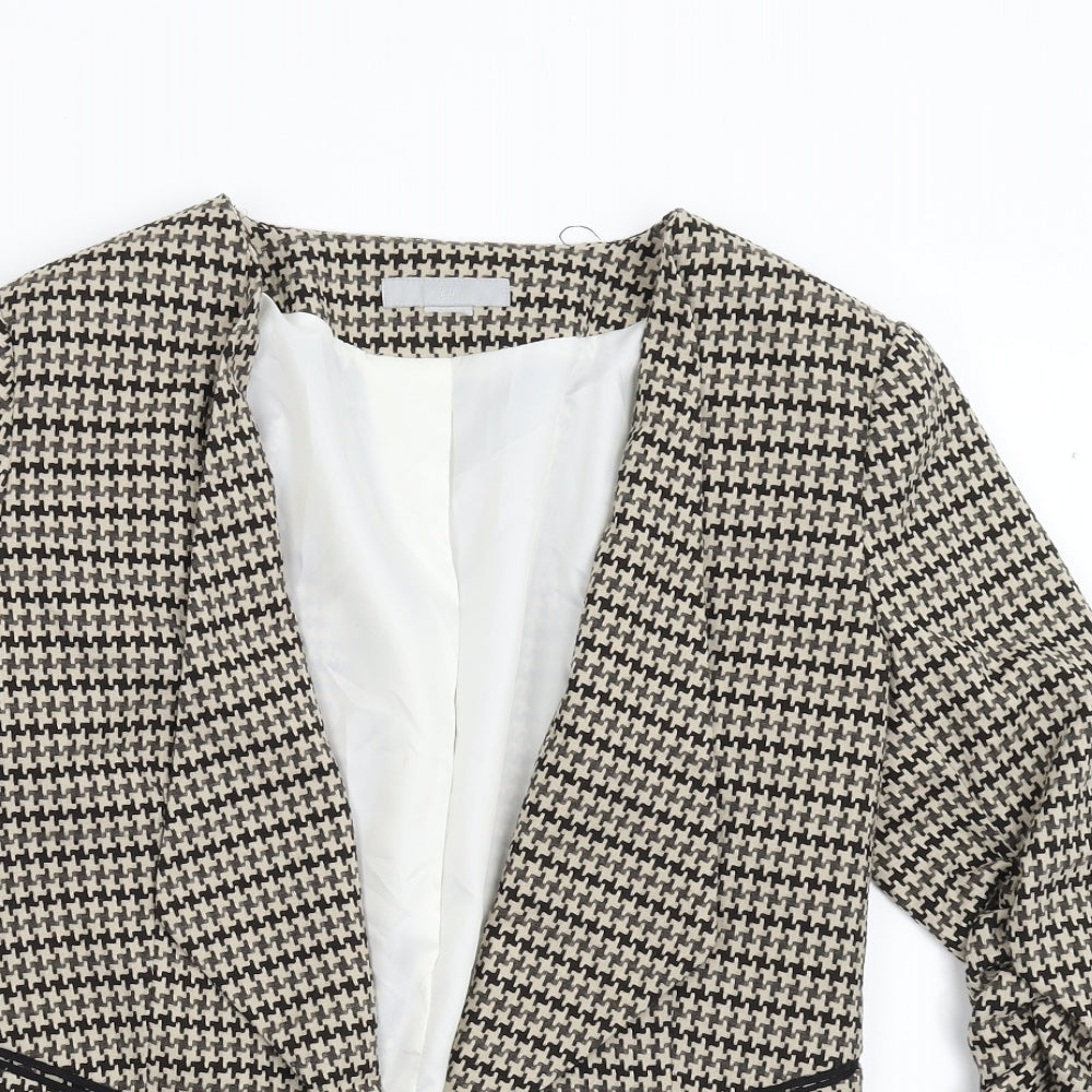 H&M Womens Brown Geometric  Jacket Blazer Size 10