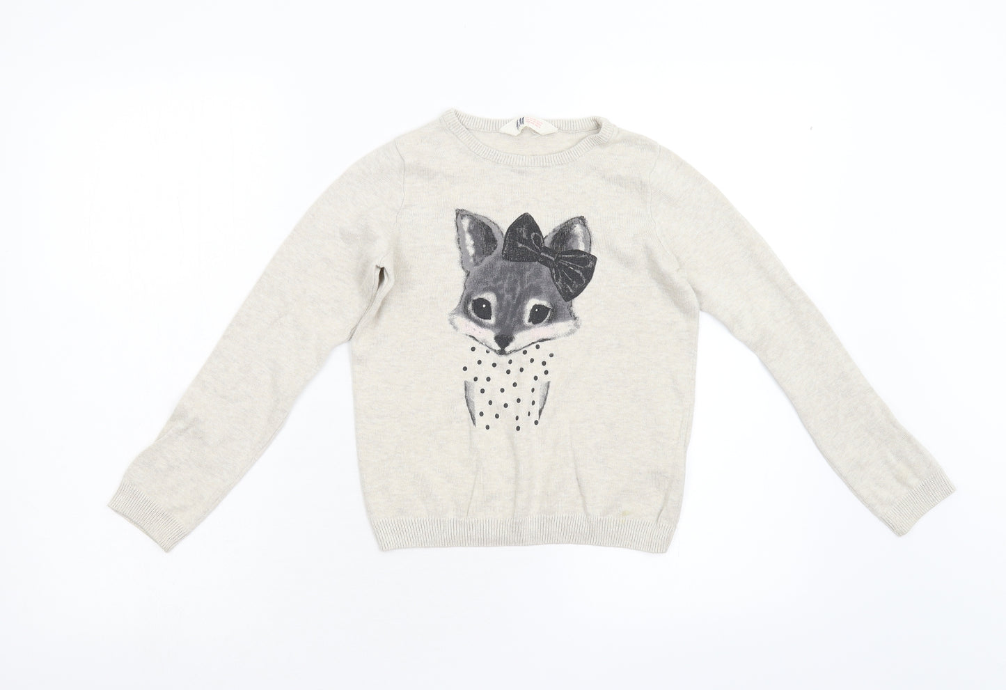 H&M Girls Beige   Pullover Sweatshirt Size 6-7 Years