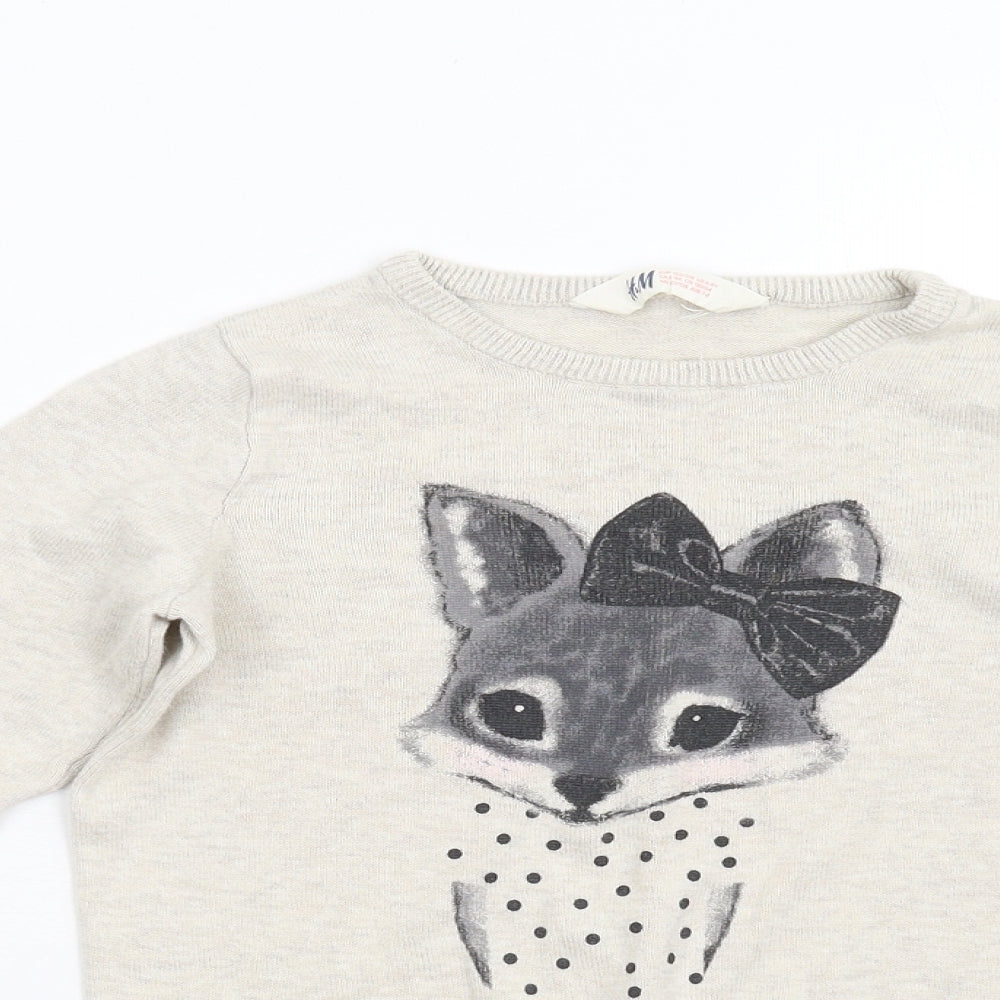 H&M Girls Beige   Pullover Sweatshirt Size 6-7 Years