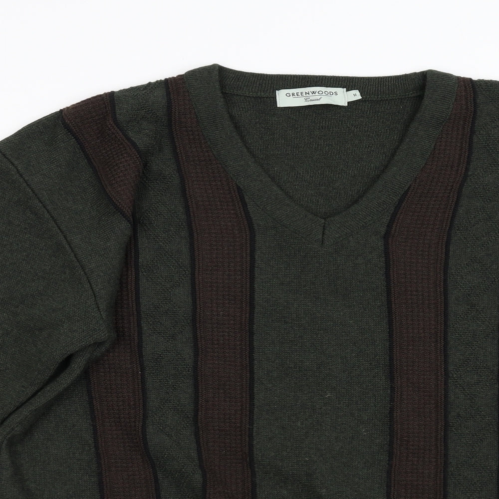 Greenwoods Mens Green Argyle/Diamond Knit Pullover Jumper Size M