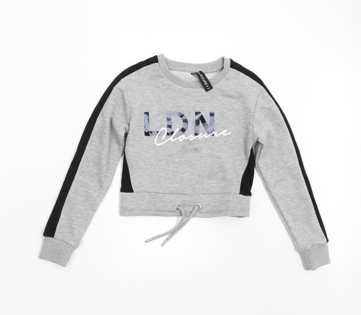 Closure Girls Grey   Pullover Sweatshirt Size 8-9 Years