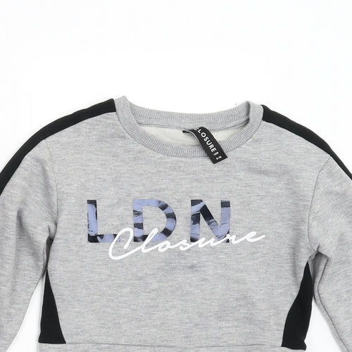 Closure Girls Grey   Pullover Sweatshirt Size 8-9 Years