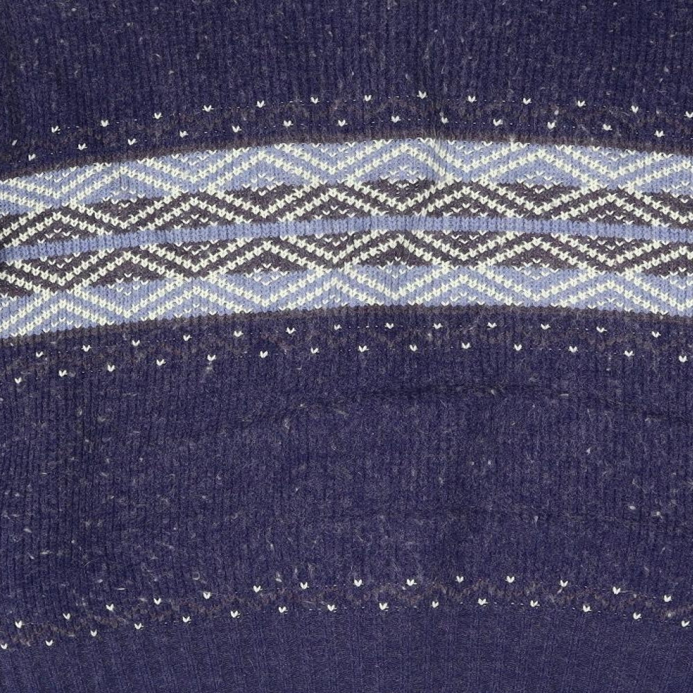 M&S Mens Blue Geometric Knit Full Zip Jumper Size L
